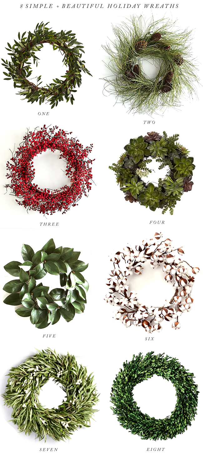 8 Simple + Elegant Holiday Wreaths