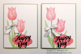 Card made with Stampin'UP!'s Timeless Tulips stampe set and punch and Word Wishes Dies