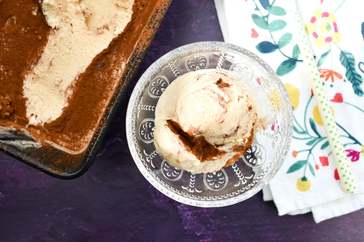 Homemade vegan coffee ice cream.