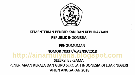  Rekrutmen Kepala Sekolah dan Guru Sekolah Indonesia dl Luar Negeri  REKRUTMEN KEPALA SEKOLAH DAN GURU SILN TAHUN 2018