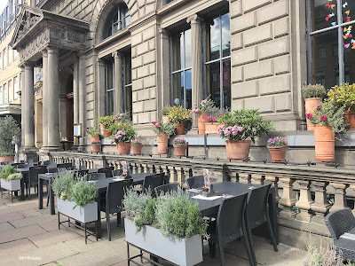 Flowers along a restaurant, Edinburgh