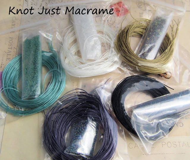 Bead and cord kits for micro macrame bracelet patterns from Knot Just Macrame on Etsy