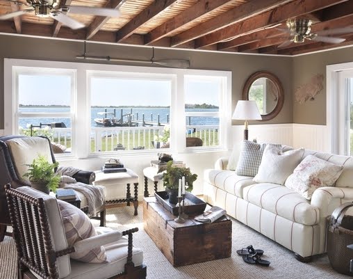cozy nautical cottage with brown walls