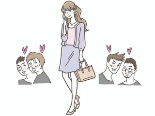 モテモテの女性のイラスト