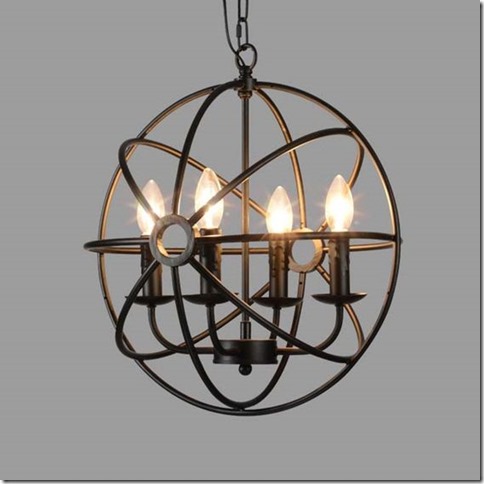 Industrial Vintage Retro LOFT style wrought iron Metal Globe Cage Round Pendant 