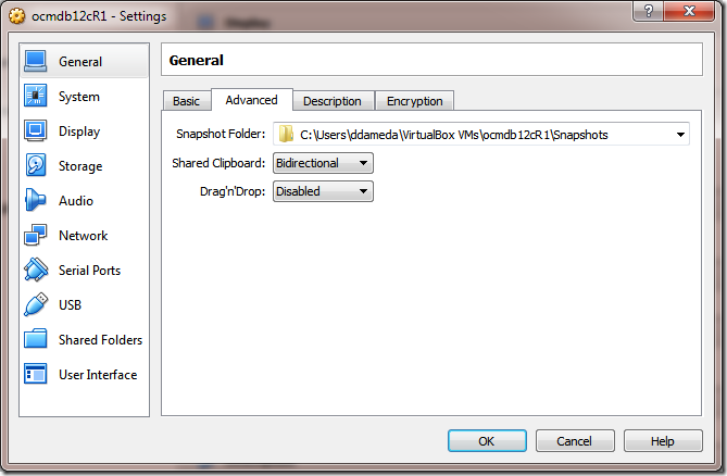 Create VM Setting Shared Clipboard