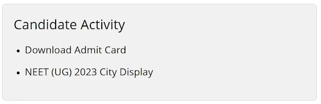 NEET UG Admit Card