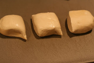 form dough into 3 equal sized pieces