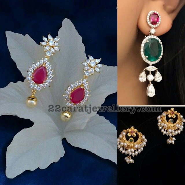  Simple all the same attractive diamond earrings amongst colorful precious gemstones as well as pearls combin Diamond Earrings amongst Pearls 