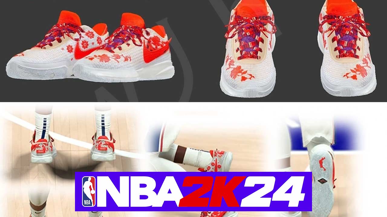 NBA 2K24 LeBron 20 Red Flower Shoes
