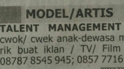 Dicari Cowo/Cewe Untuk Main Film dan Bintang Iklan