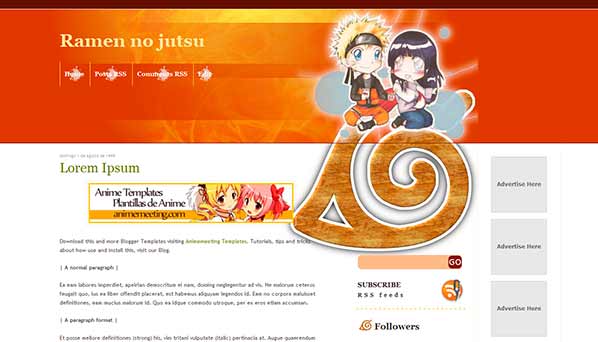 anime blogger template Ramen no jutsu