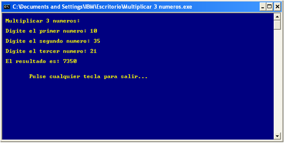 Multiplicación de tres números