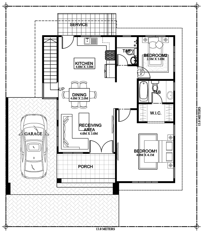 MyHousePlanShop Double Story Roof Deck House Plan 