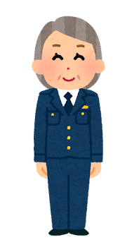 警察官のイラスト（女性・制帽なし・パンツ・老人）