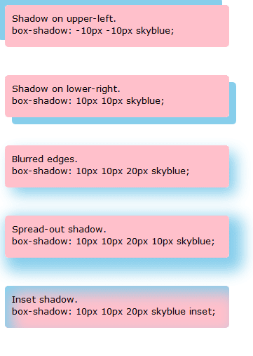 box shadow CSS3 example