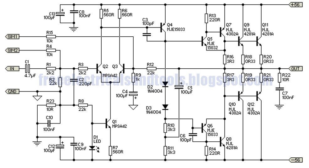 Free Schematic Diagram 300w Subwoofer Power Amplifier