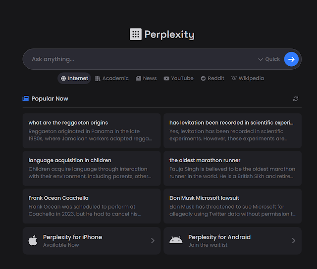 Perplexity prompt screen