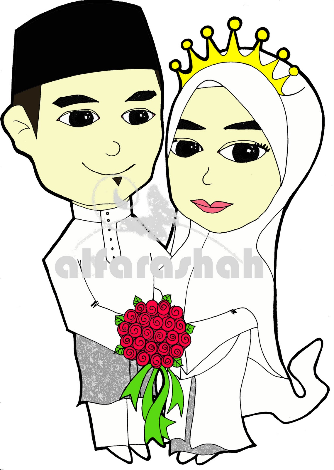 Top Gambar Kartun Muslimah Hitam Putih Design Kartun