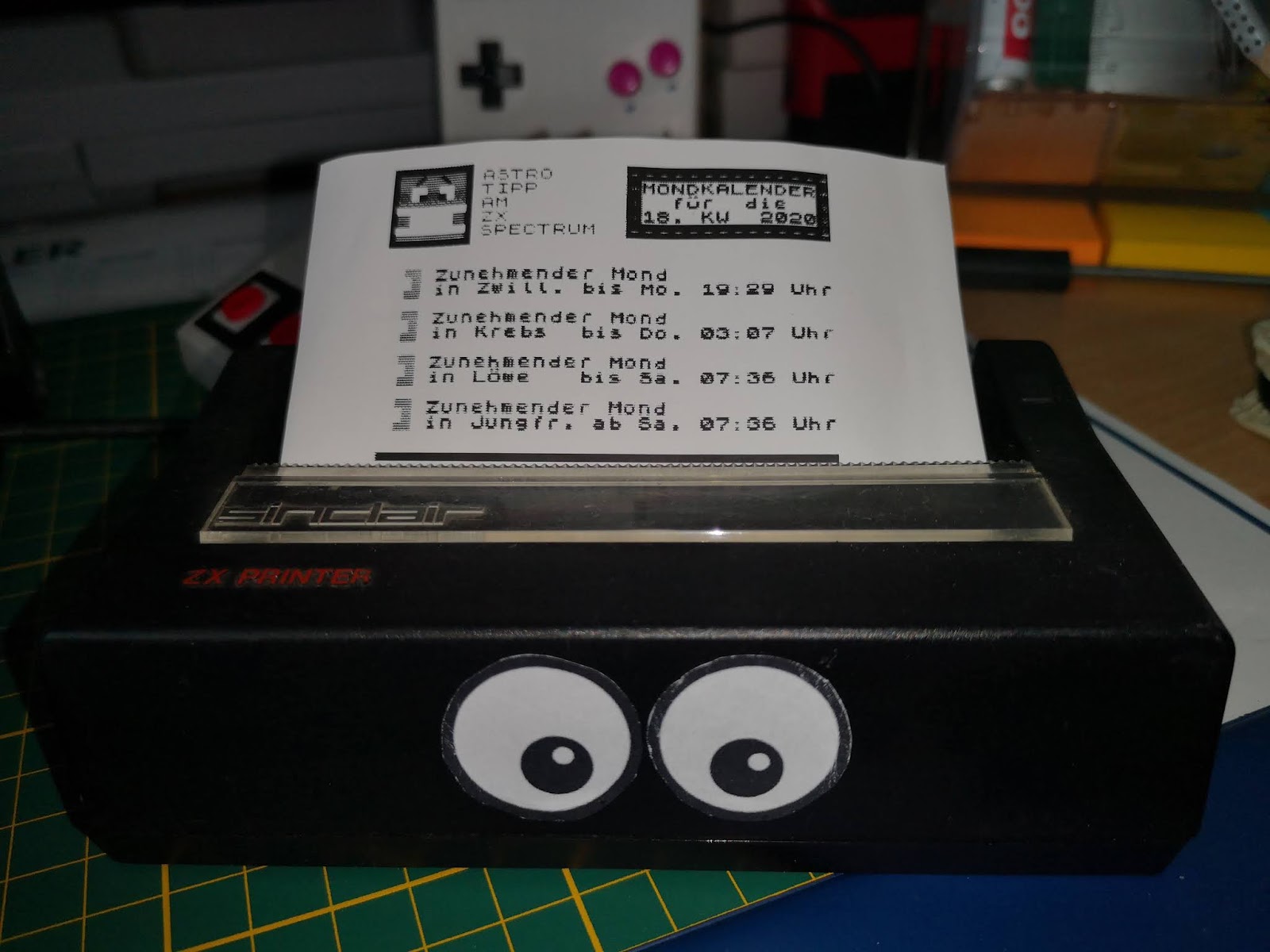 Ausdruck des Mondkalenders am ZX Printer