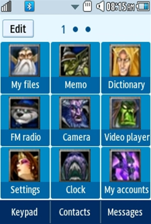 DOTA Intelligence Heroes Samsung Corby 2 Theme Menu