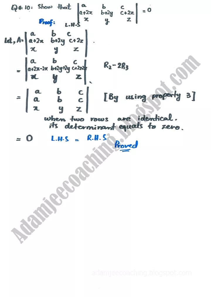 matrices-and-determinants-review-exercise-mathematics-11th