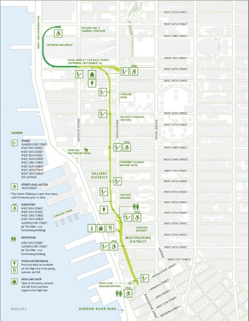Plan de la Highline à New-York Manhattan meatpacking district