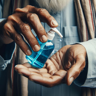 Citizen Applying sanitizer in his hand