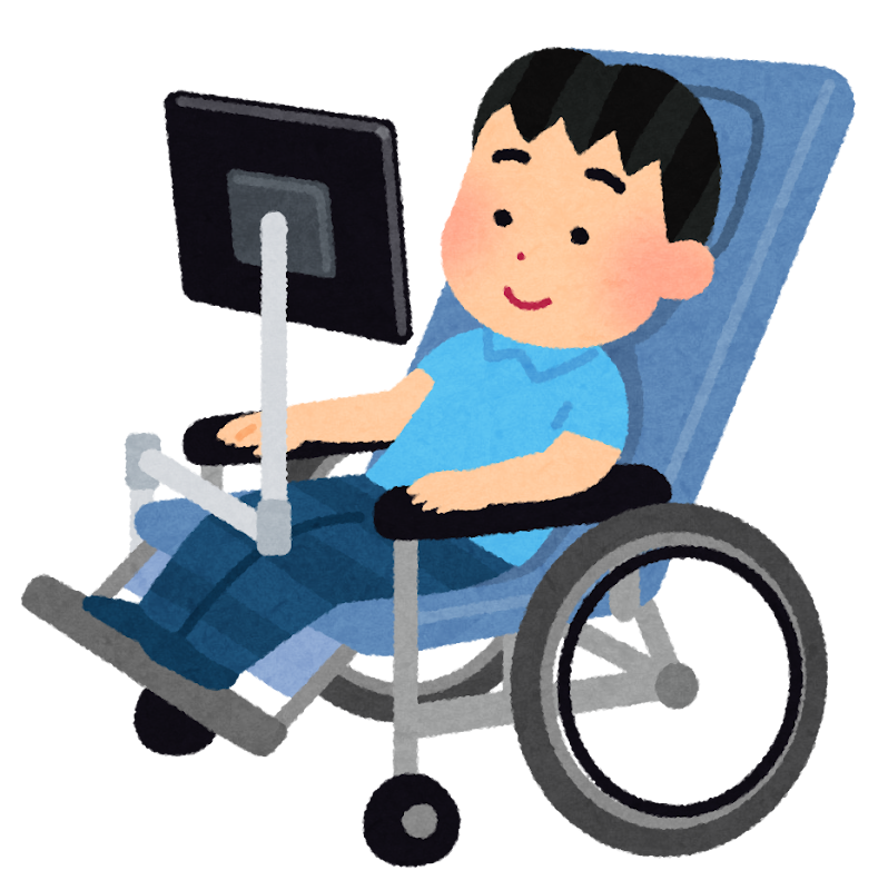 視線入力でコンピューターを使う車椅子に乗った子供のイラスト かわいいフリー素材集 いらすとや