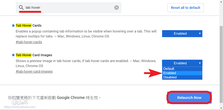 Chrome 標籤懸停卡