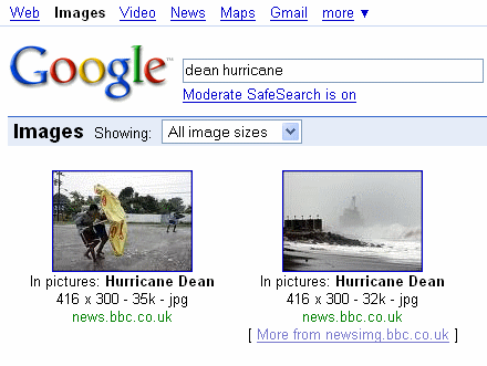 Reesultats Google images - Dean hurricane