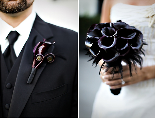 Black wedding flowers bouquet