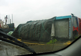 loaded truck overturned