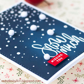 Blue Ombre Winter Card with Pom Poms