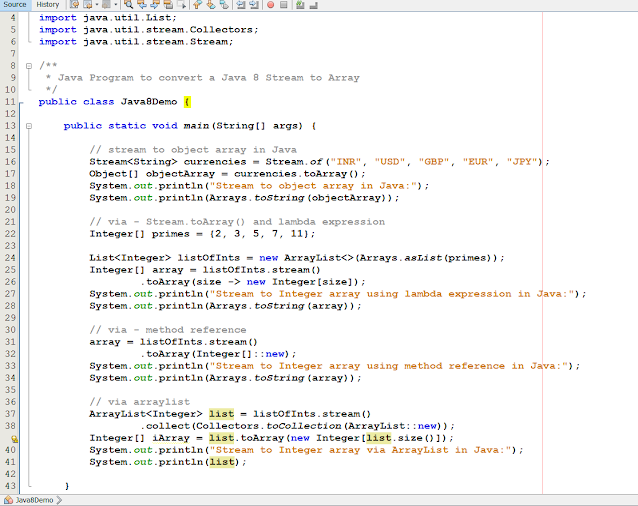 Java Util Stream To Array And Arraylist In Java 8 Tutorial Example Java67 Java Util Stream To Array And Arraylist In Java 8 Tutorial Example Java67