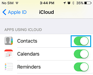 قم بتمكين جهات اتصال iCloud على iPhone