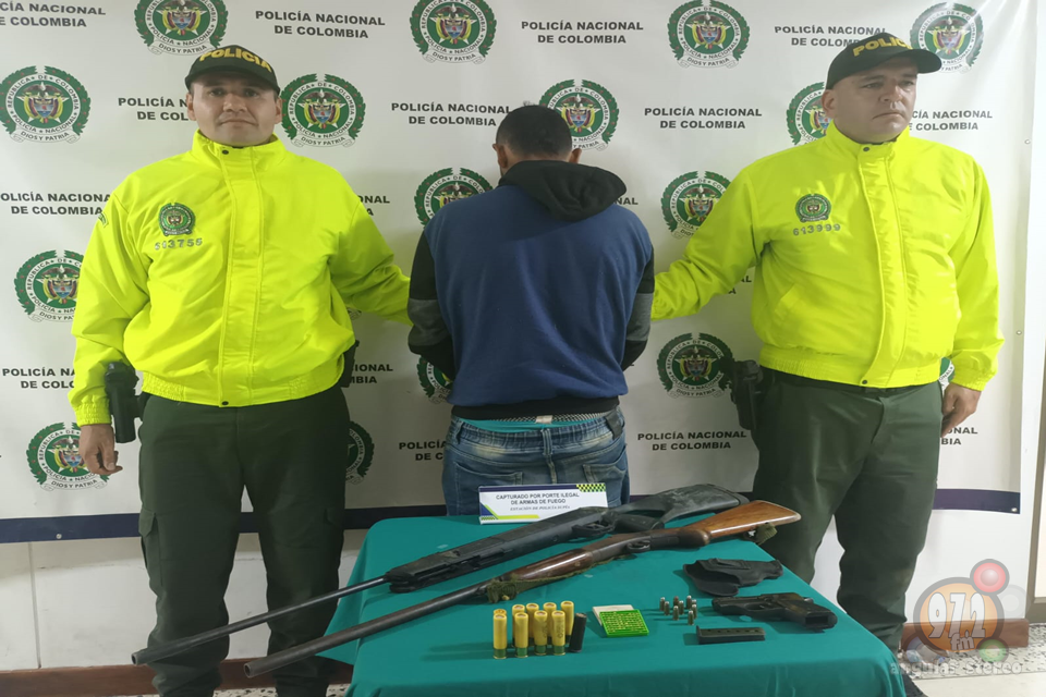 Fue capturado 'Caín' en Marmato, tenía en su poder tres armas de fuego y munición de diferentes calibres.