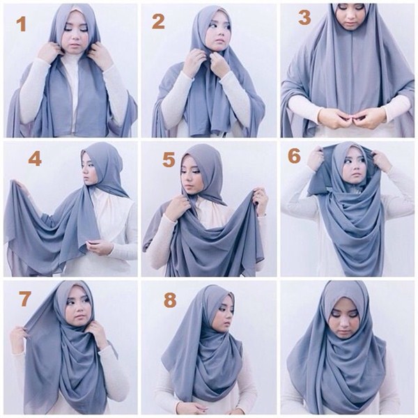 contoh tutorial hijab pashmina simple terbaru 2017/2018