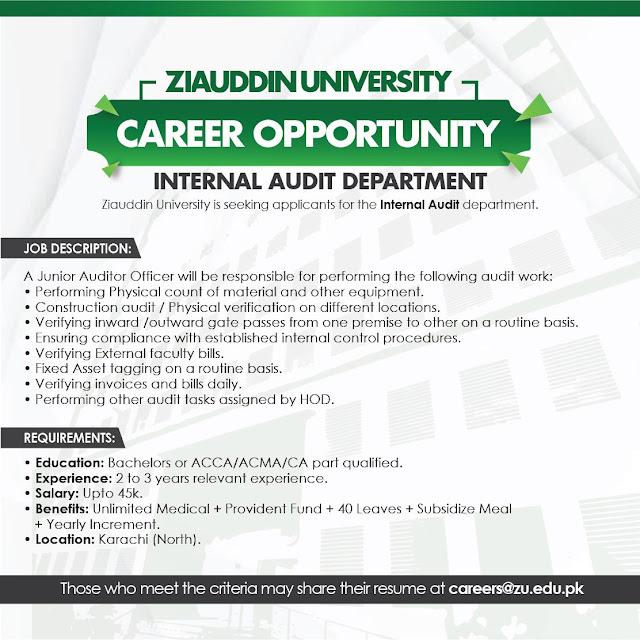 Ziauddin University Latest Jobs in Karachi April 2024