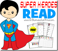 Super Heroes Read - reading logs, charts, and more