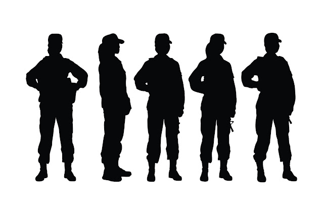 Female army and soldier silhouette free download