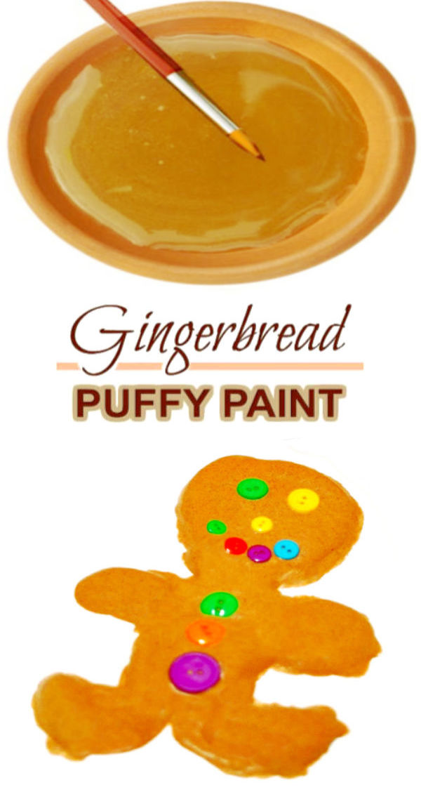 Bring holiday works of art to life with this easy to make gingerbread paint recipe for kids! #gingerbread #gingerbreadmancrafts #gingerbreadpainting #gingerbreadpaint #christmascraftsforkids #growingajeweledrose #activitiesforkids