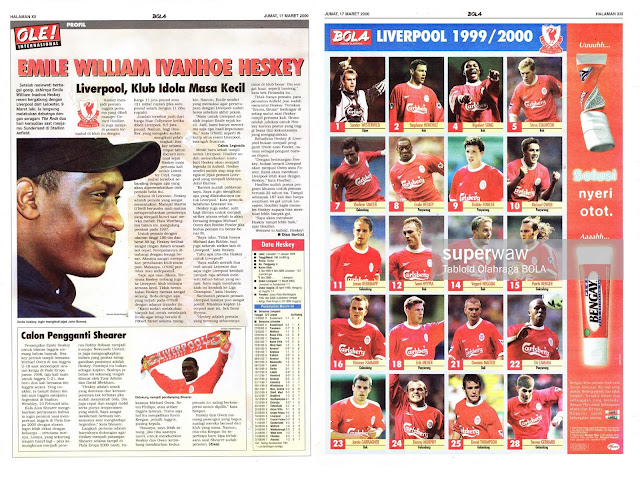 PROFIL EMILE WILLIAM IVANHOE HESKEY DAN POSTER LIVERPOOL 1999