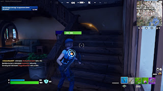 Jill Valentine hacks up some stairs in Fortnite.