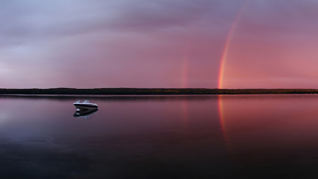 boat and rainbow