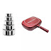 Roichen Ceramic Special Double Sided Pan - 32CM (RED) + 5 IN 1 Stainless Steel Food Container