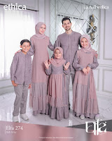 Koleksi Ethica Terbaru Elfa 274 Ash Grey Baju Muslim Keluarga Sarimbit Lebaran 2023 Anggun Elegan Stylish Model Terbaru Best Seller