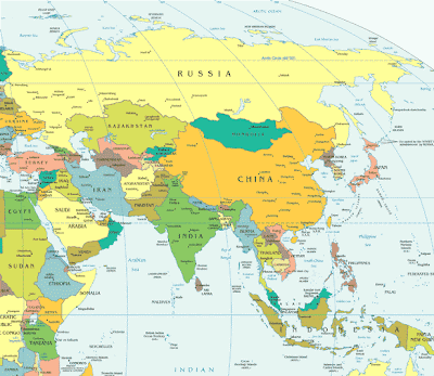 Asien Karta över Region Politiska