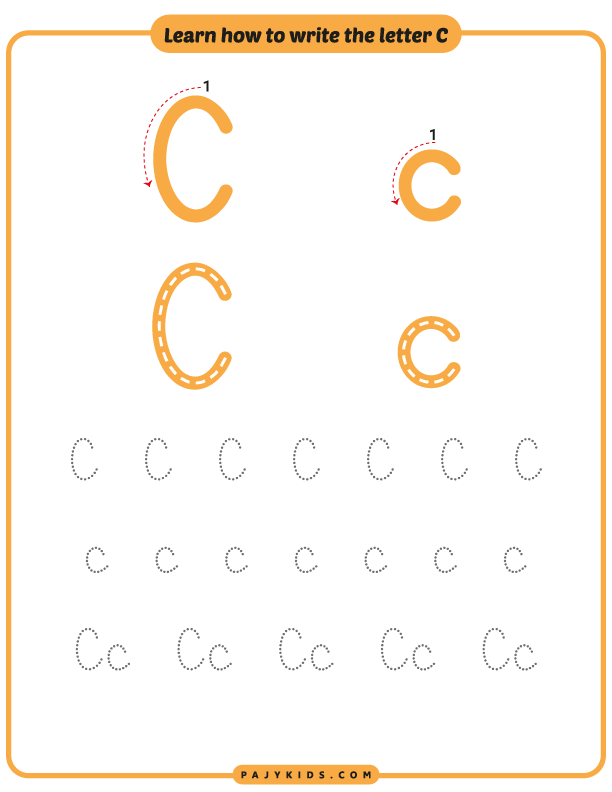كتابة حرف c للاطفال - كتابة حرف c - طريقة كتابة حرف c - كتابه حرف c - طريقه كتابه حرف c