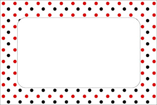 Red Polka Dots in Black and White Free Printable Invitations, Labels or Cards.